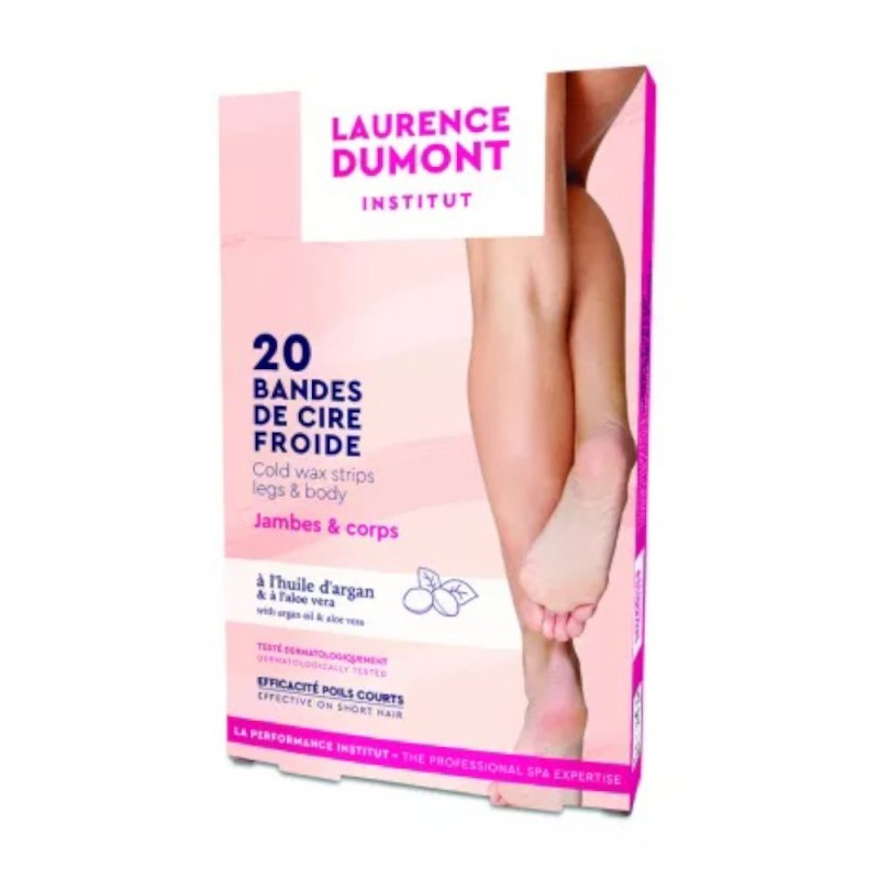 Set 2 x Benzi Depilatoare pentru Corp, Laurence Dumont Institut, cu Aloe si Argan, 20 Bucati si Servetele dupa Epilat, 4 Bucati