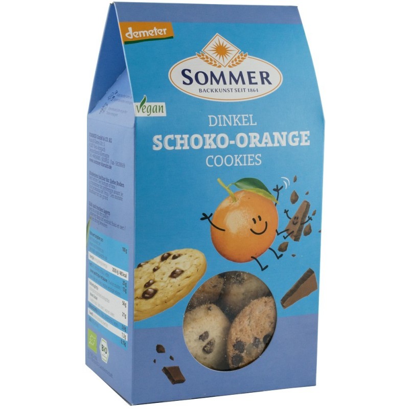 Set 2 x Biscuiti Bio din Grau Spelta cu Ciocolata AMaruie si Ulei de Portocale, Demeter, 150 g Sommer