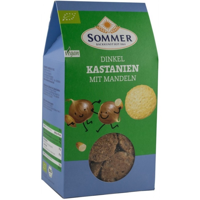 Set 2 x Biscuiti BIO din Grau Spelta cu Migdale si Castane, 150 g, Sommer