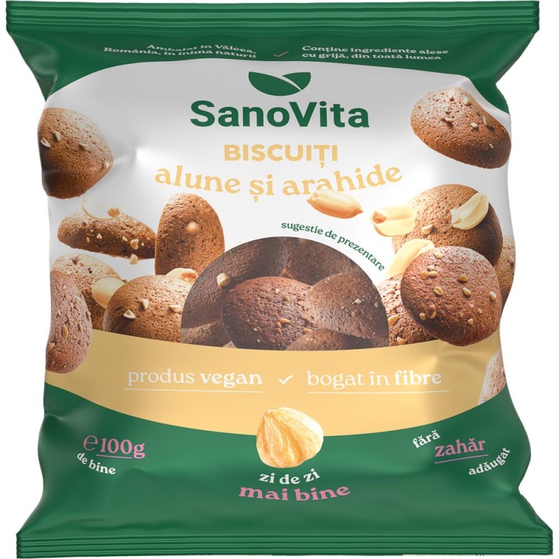 Set 2 x Biscuiti cu Aline si Arahide fara Zahar Adaugat, Sanovita, 100 g