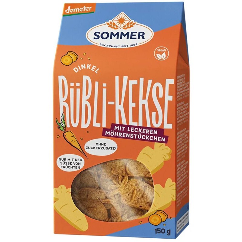 Set 2 x Biscuiti din Spelta fara Zahar cu Morcovi, Sommer, Vegan, 150 g