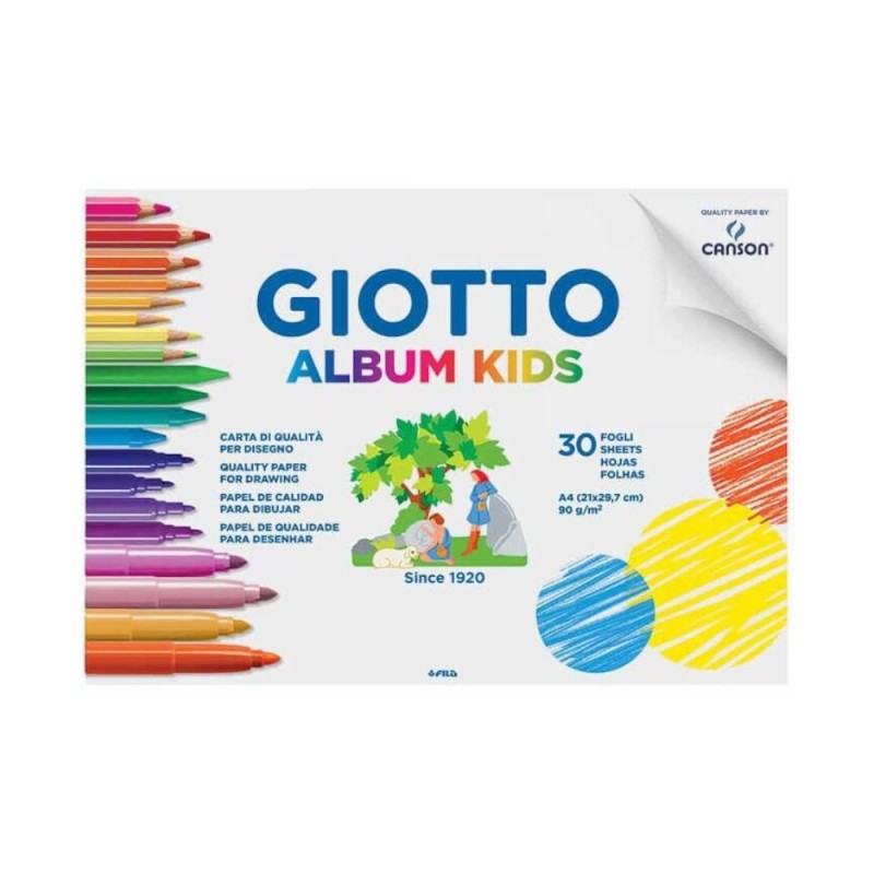Set 2 x Bloc desen Album Kids Giotto - 21 x 29.7 cm - 90g/mp