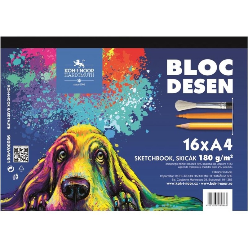 Set 2 x Bloc Desen Koh-I-Noor, Format A4, Model Animale, 180 g, 16 Coli