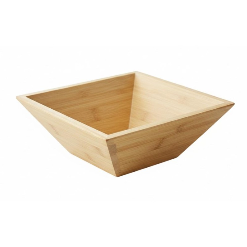 Set 2 x Bol pentru Salata, Patrat, din Bambus, 28 x 28 x 10 cm, Grunberg