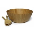 Set 2 x Bol pentru Salata si 2 Ustensile, din Bambus, 30 x 30 x 10 cm, Grunberg
