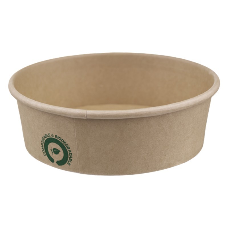 Set 2 x Boluri Biodegradabile, Compostabile Carton PLA, Kraft, Diametru 97 mm, 480 ml, 50 buc