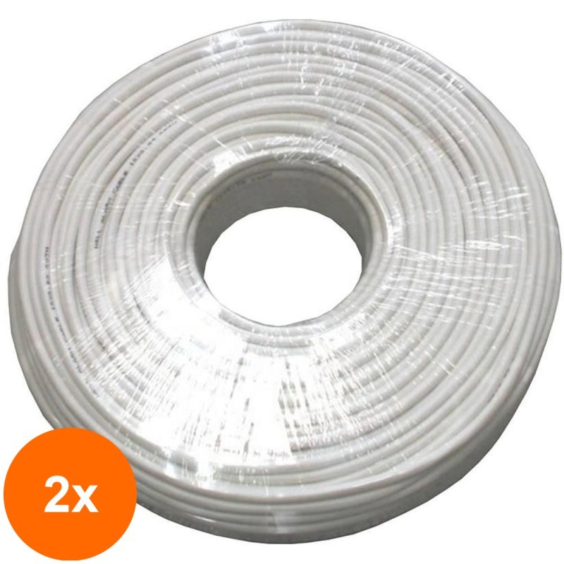 Set 2 x Cablu Alarma Ecranat 10 x 0.22, CCA, Rola 100m, Chrome