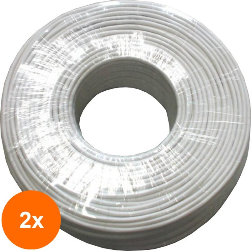 Set 2 x Cablu Alarma Neecranat 4 x 0.22, CCA, Rola 100m, Chrome