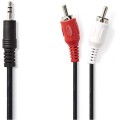 Set 2 x Cablu Audio Stereo 3.5 mm Tata, 2 x RCA Tata, 2.0 m, Negru