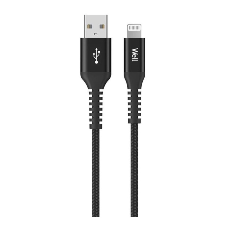 Set 2 x Cablu de Date si Incarcare Lightning, USB 2.0 A Tata, 1 m, Well, Negru