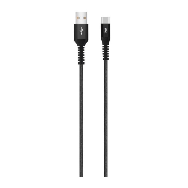 Set 2 x Cablu de Date si Incarcare USB 2.0 A Tata, USB-C, 1 m, Well, Negru
