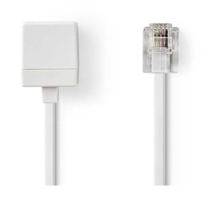 Set 2 x Cablu Extensie RJ11 Tata, RJ11 Mama, 10.0 m, Nedis, Alb