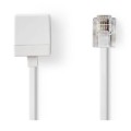 Set 2 x Cablu Extensie RJ11 Tata, RJ11 Mama, 10.0 m, Nedis, Alb
