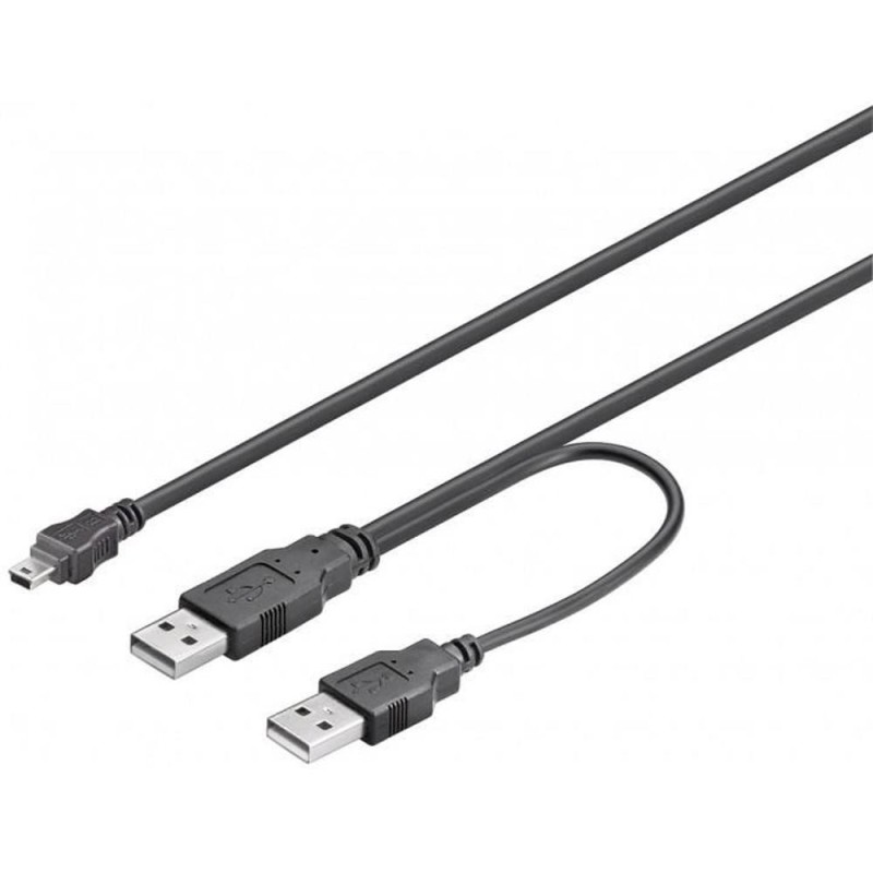Set 2 x Cablu USB 2.0 2 x A Tata - mini USB 5p Tata, Negru 0.6 m, Goobay