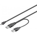 Set 2 x Cablu USB 2.0 2 x A Tata - mini USB 5p Tata, Negru 0.6 m, Goobay
