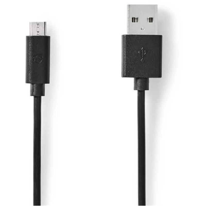 Set 2 x Cablu USB 2.0 USB-A Tata - Micro USB Tata, 2 m, Negru, Nedis