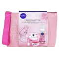 Set 2 x Cadou Nivea Rose Collection Gel-Crema de Zi 50 ml, Apa Micelara 400 ml, Balsam de Buze 4.8 g si Geanta