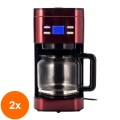 Set 2 x Cafetiera Daewoo DCM1000R, 1000 W, 1.5 l, Filtru Permanent, Timer 24 H, Indicator Nivel Apa, Design Ergonomic, Rosu/Negr