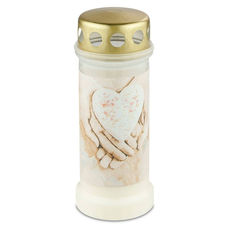 Set 2 x Candela Alba Bolsius Nr. 6 cu Capac Inima