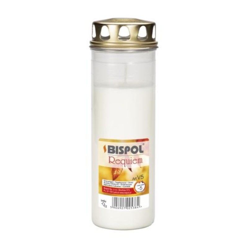 Set 2 x Candela Alba din Plastic cu Capac, 120 Ore