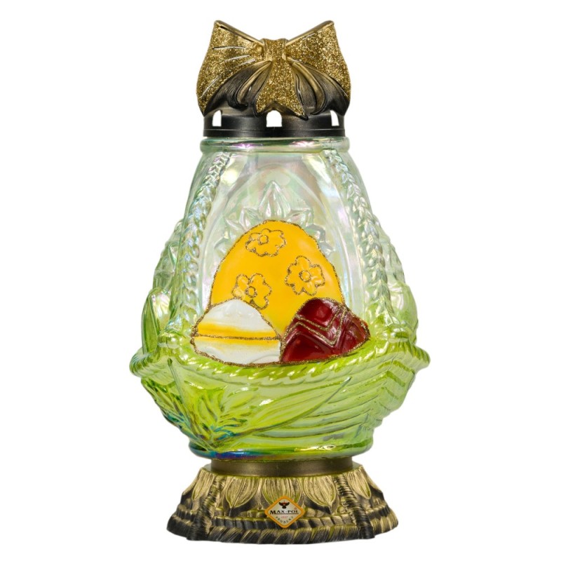 Set 2 x Candela Cos-Ou cu Funda, Pictata Manual, din Sticla