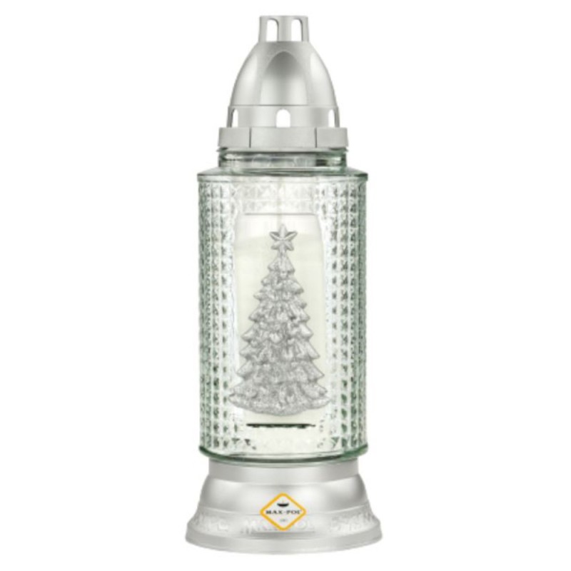 Set 2 x Candela de Craciun cu Bradut, Argintiu