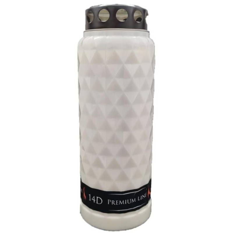 Set 2 x Candela din Plastic cu Capac, Premium Line, Alba, 14 Zile