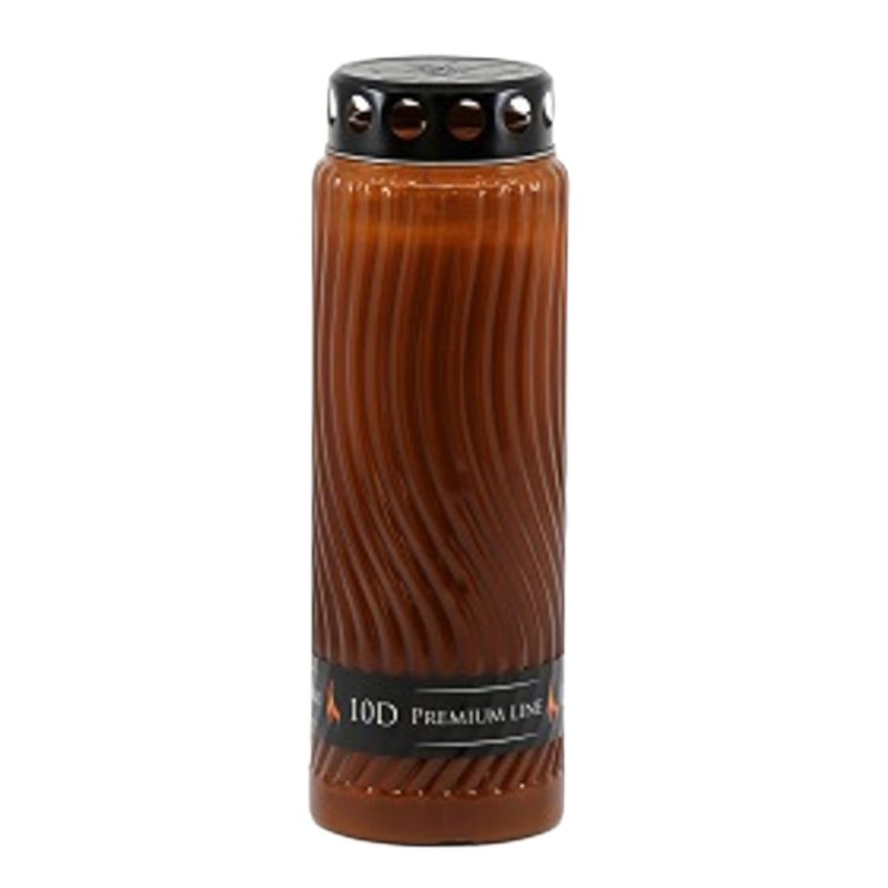 Set 2 x Candela din Plastic cu Capac, Premium Line, Maro, 240 Ore