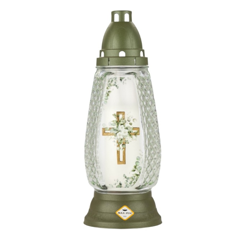 Set 2 x Candela din Sticla cu Cruce