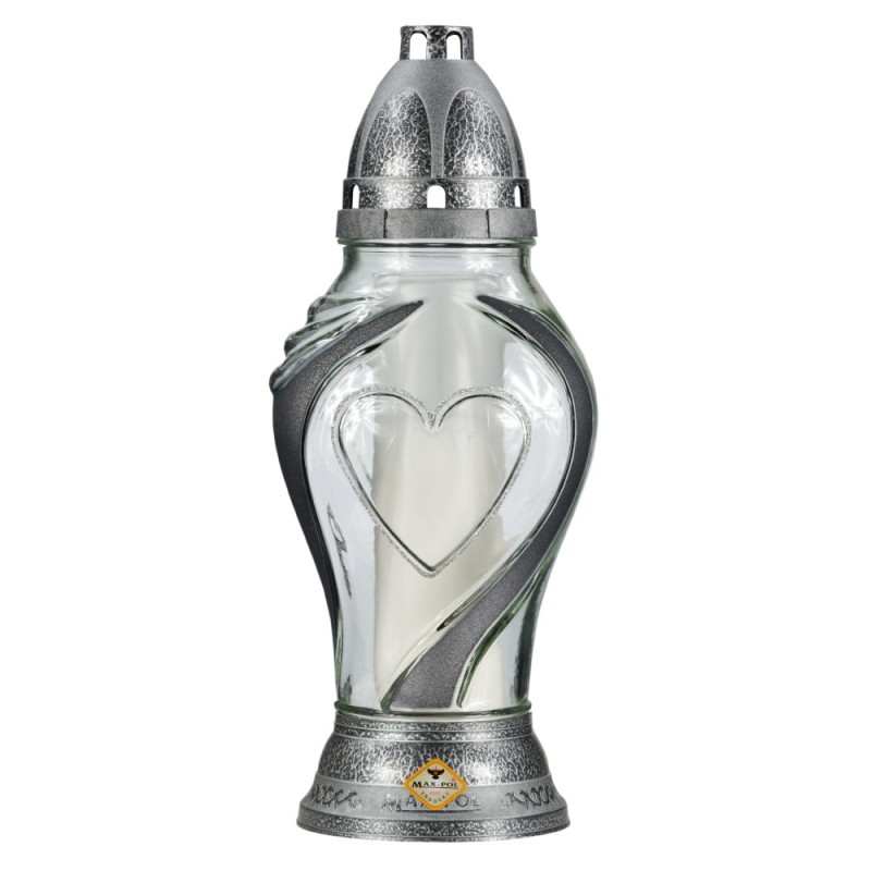 Set 2 x Candela din Sticla cu Inima, Mix de Trei Culori, Max-Pol