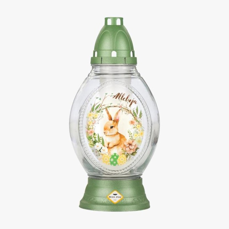 Set 2 x Candela din Sticla cu Motiv Pascal, Iepure, Multicolor