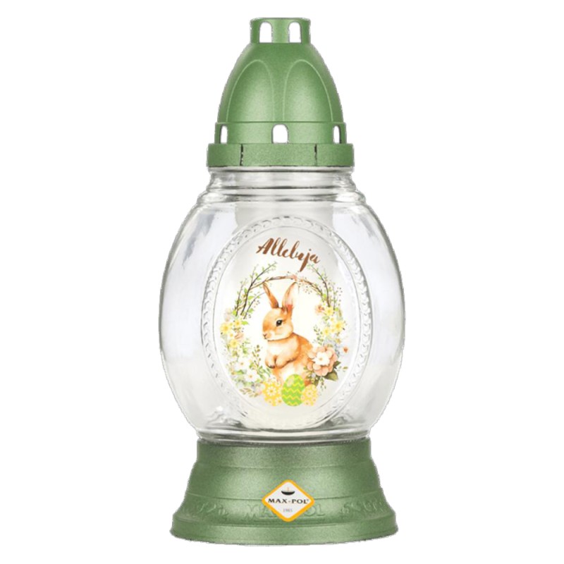 Set 2 x Candela din Sticla cu Motiv Pascal, Iepure, Multicolor