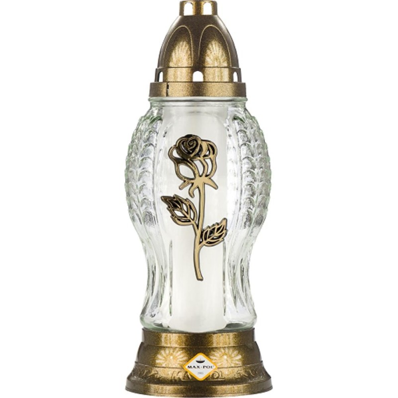 Set 2 x Candela din Sticla cu Trandafir