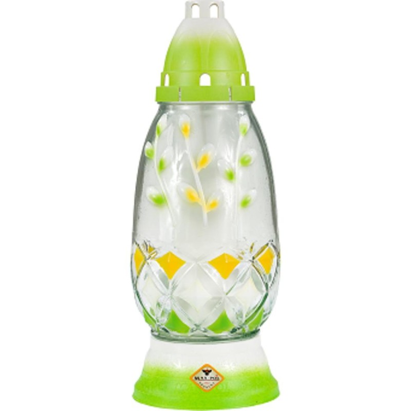 Set 2 x Candela din Sticla, Model Ou, Pictata Manual