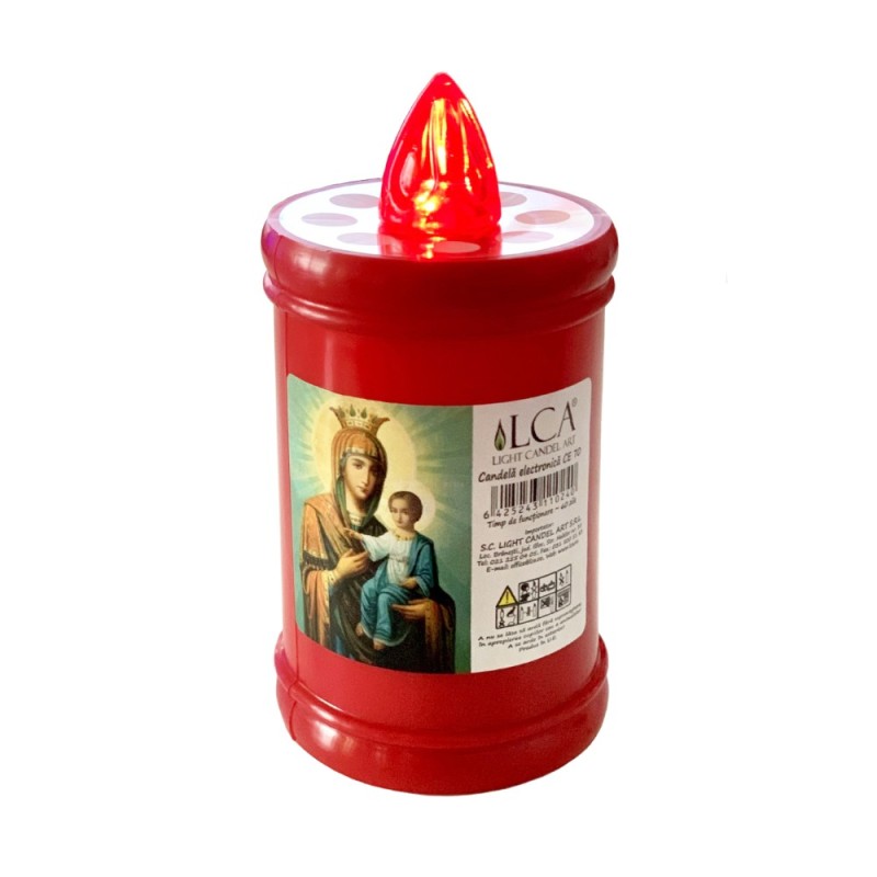 Set 2 x Candela Electronica Italia din Plastic Rosu 60 Zile, Baterii Incluse, 11 x 6 cm