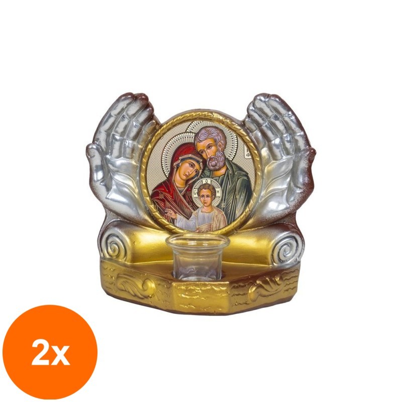 Set 2 x Candela Ipsos, cu Doua Maini, Dimensiune 22 x 10 x 19 cm