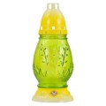 Set 2 x Candela Ou din Sticla Colorata, Galben si Verde, timp de Ardere 18 Ore