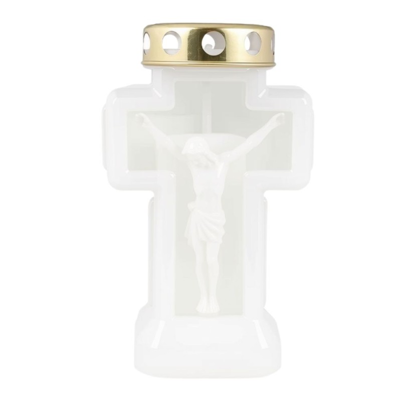 Set 2 x Candela, Plastic, Forma Cruce, Alb