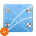 Set 2 x Cantar Electronic Persoane Daewoo, Capacitate 180 kg, Pornire Automata, Bluetooth 4.0, Display LED, Albastru