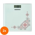 Set 2 x Cantar Electronic Persoane Daewoo, DBS210R, Sticla 6 mm, Capacitate 150 kg, Alb/Abstract