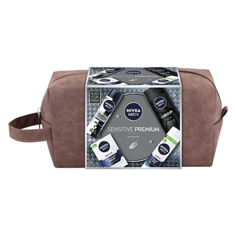 Set 2 x Caseta Barbati Nivea Balsam dupa Ras 100 ml, Gel pentru Ras 200 ml, Gel de Dus 250 ml, Deodorant Spray Black&White 150 m