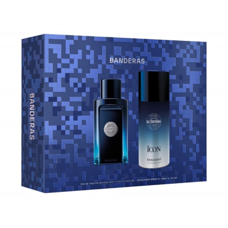 Set 2 x Caseta Cadou Antonio Banderas The Icon Elixir, Apa de Toaleta 100 ml si Deodorant Spray 150 ml