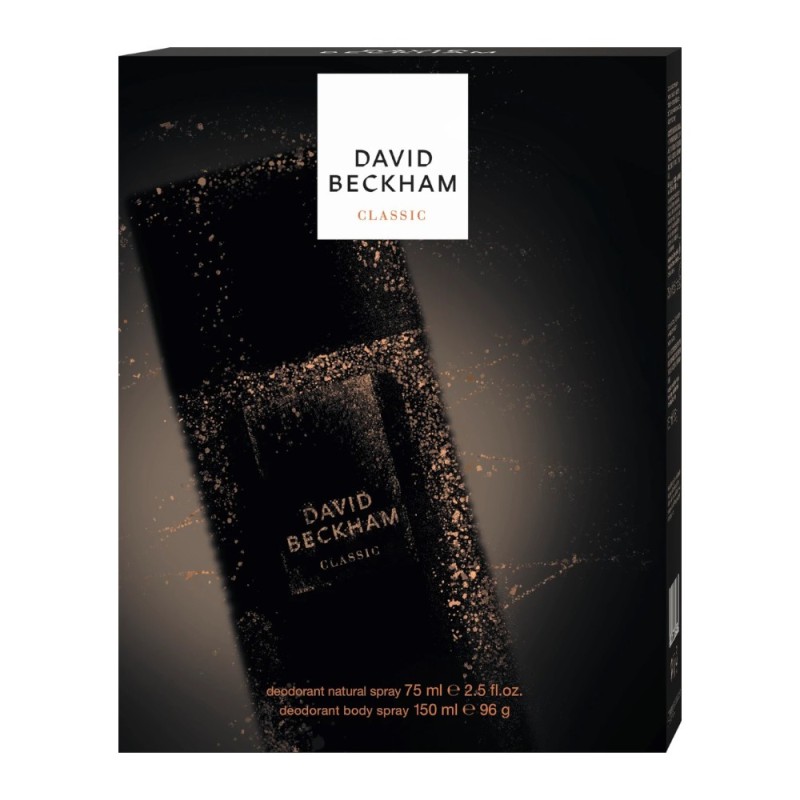 Set 2 x Caseta Cadou Barbati David Beckham Classic Blue, Deodorant Natural Spray 75 ml, Deodorant 150 ml