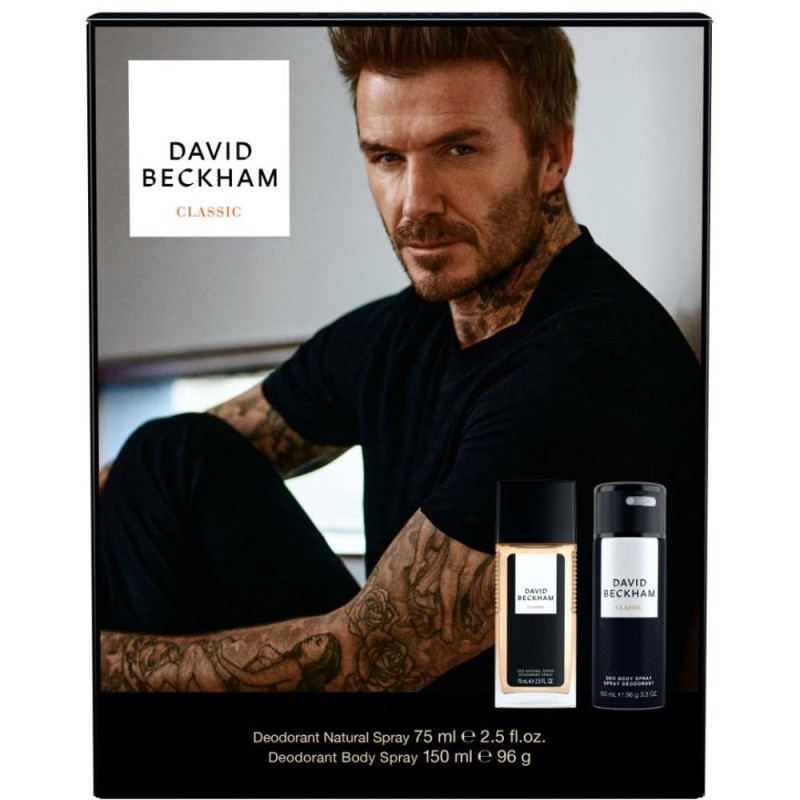 Set 2 x Caseta Cadou Barbati David Beckham Classic, Deodorant Natural Spray 75 ml, Deodorant Spray Corp 150 ml