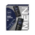 Set 2 x Caseta Cadou Barbati Nivea Deep Active, Gel de Dus 250 ml, Sampon 250 ml si Deodorant Spray 150 ml