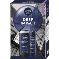 Set 2 x Caseta Cadou Barbati Nivea Men Deep Impact, Gel Dus 250 ml, Deodorant Spray 150 ml