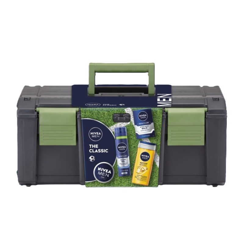 Set 2 x Caseta Cadou Barbati Nivea Toolbox The Classic, Crema 75 ml, Gel Ras 200 ml, Balsam dupa Ras 100 ml, Gel Dus 250 ml si G
