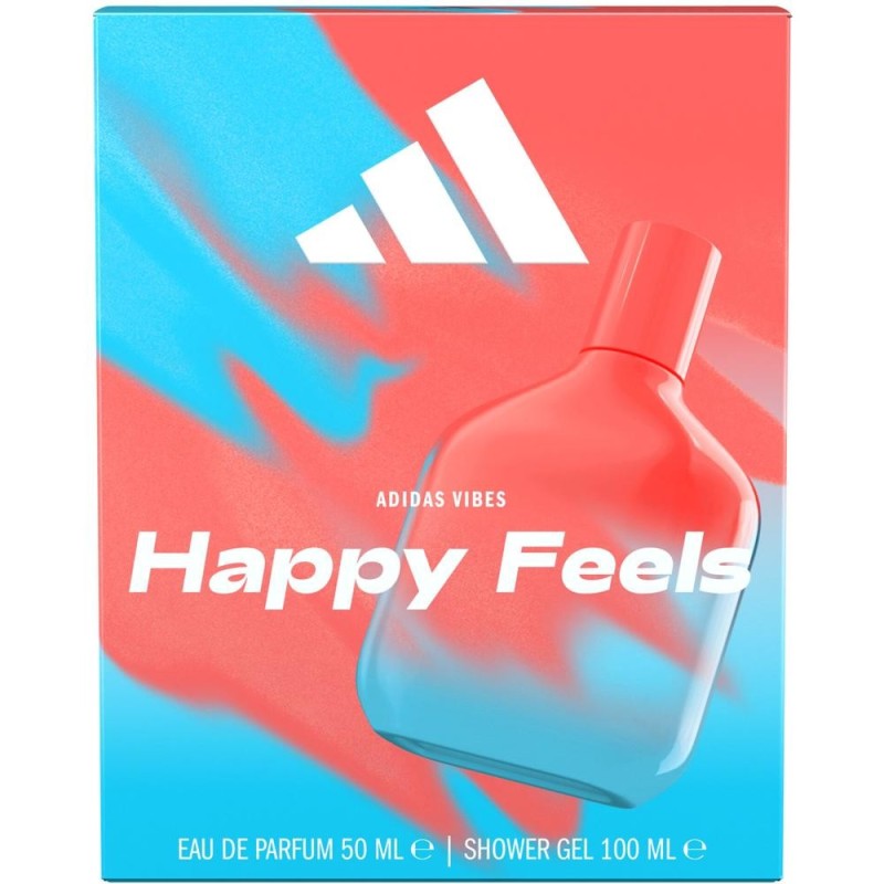 Set 2 x Caseta Cadou Femei Adidas Vibes Happy Feels Apa de Toaleta 50 ml, Gel de Dus 100 ml