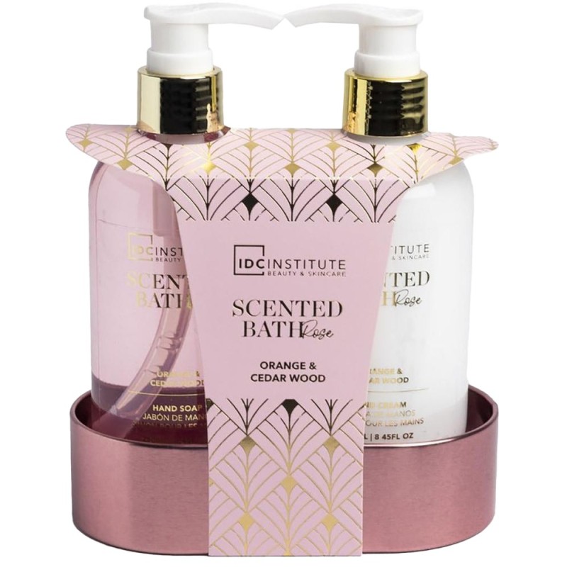 Set 2 x Caseta Cadou Femei IDC Institute Scented Bath Rose, Sapun, Crema de Maini, 250 ml