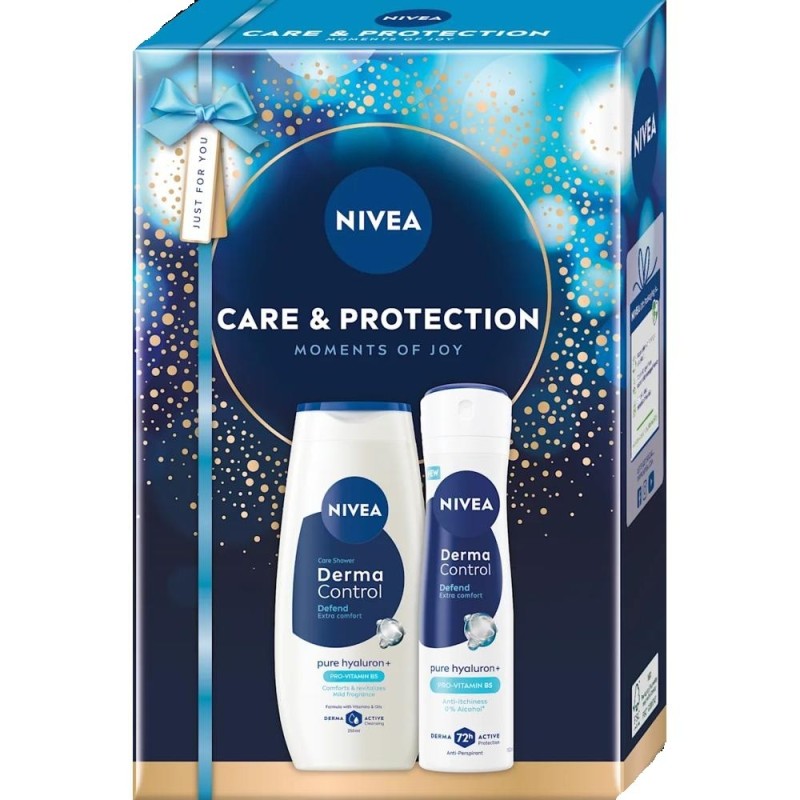 Set 2 x Caseta Cadou Femei Nivea Care&Protection Derma Control, Gel Dus 250 ml, Deodorant 150 ml